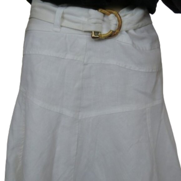 Zara Woman White Linen Midi Skirt with Belt - Picture 3 of 7